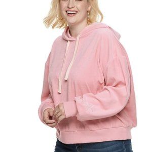 Popsugar Womens Velour Pink Star XL Boxy Hoodie
